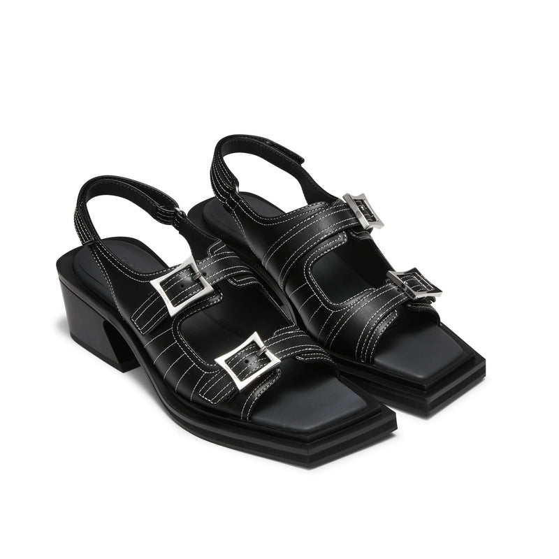 Double-Buckle Diagonal Chunky Sandals - CHINASQUAD
