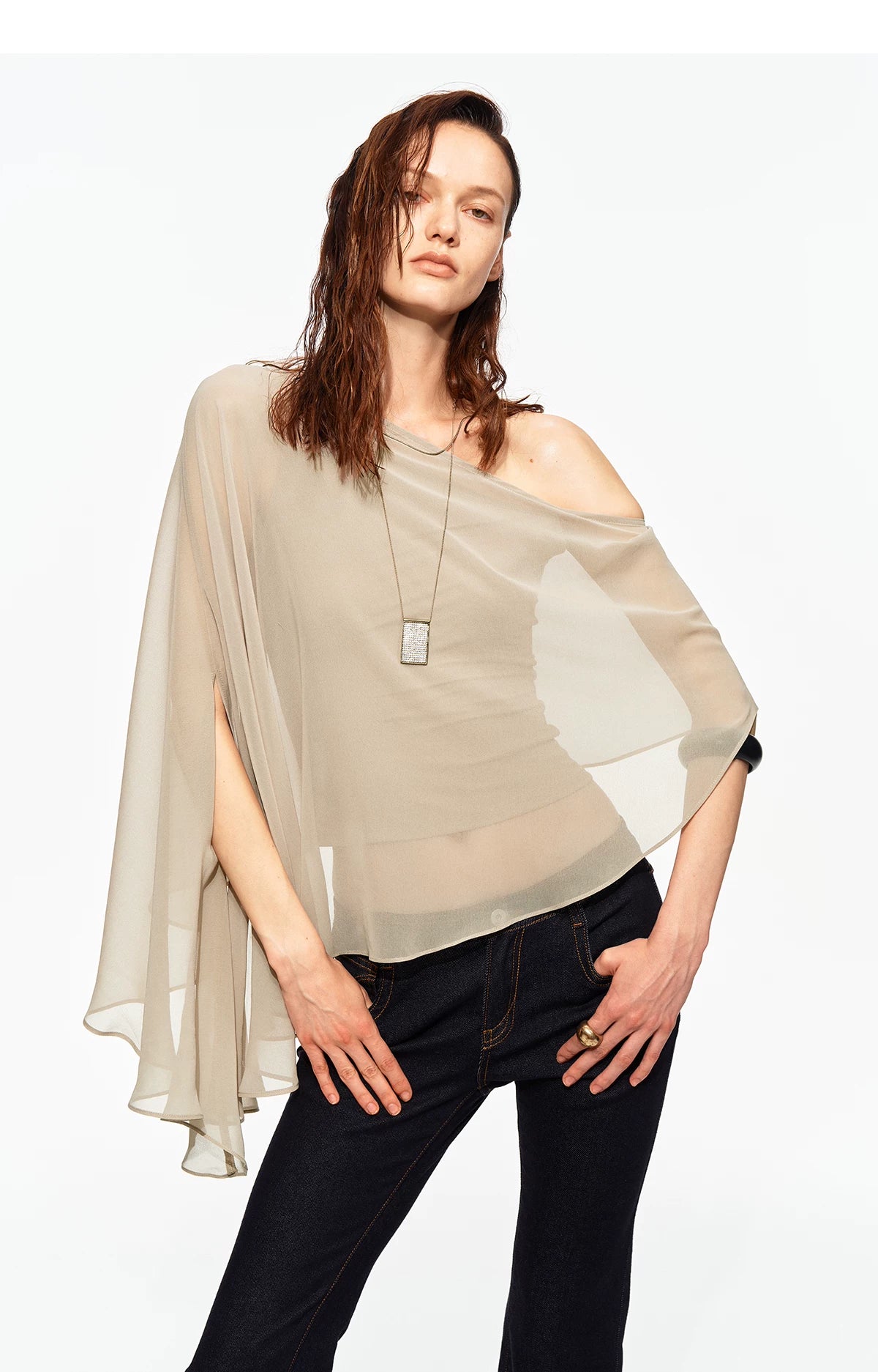 Matte Chiffon Cape Top