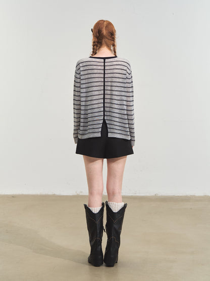 Retro Stripe Versatile Knit T-Shirt