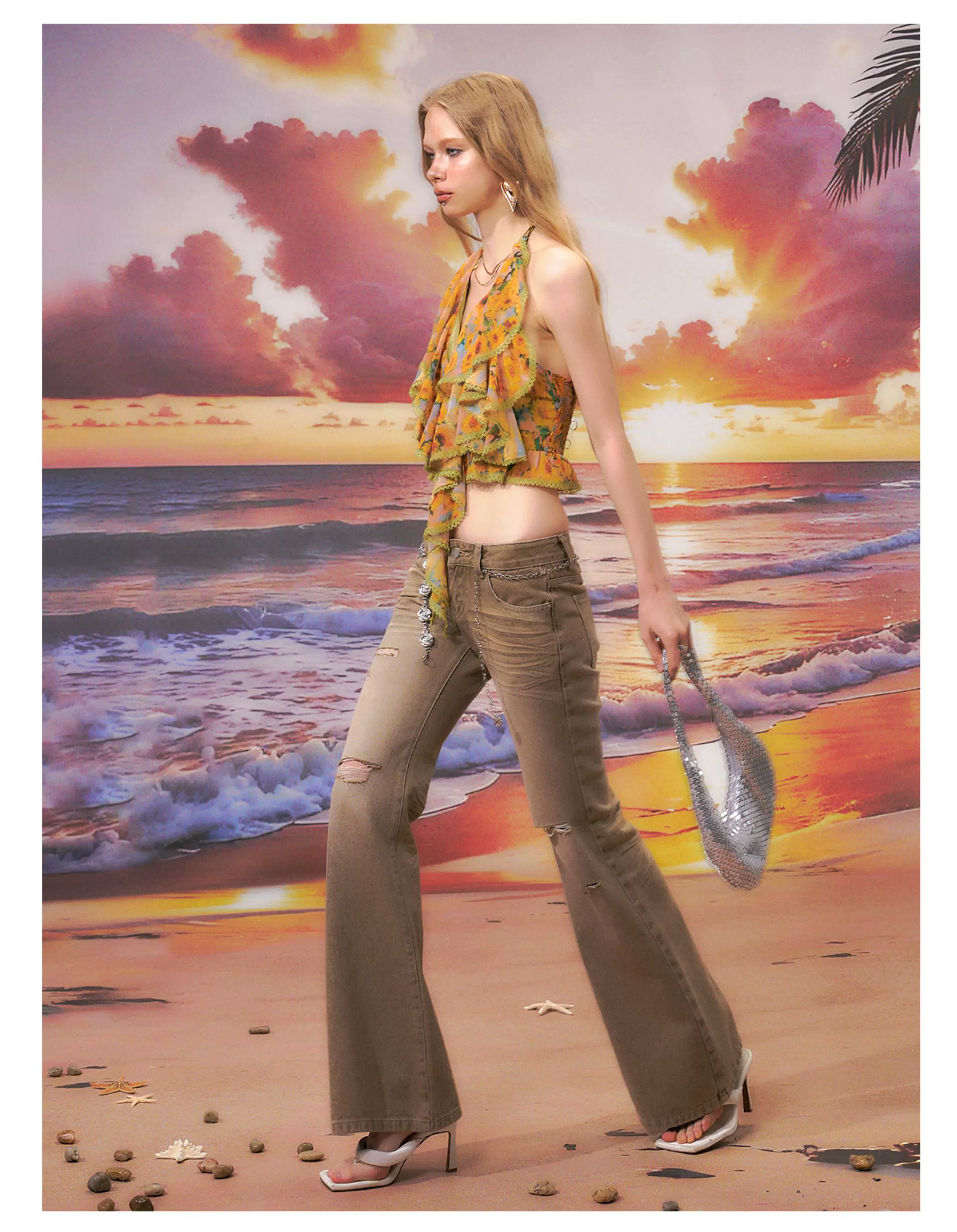 Floral Halter Backless Camisole