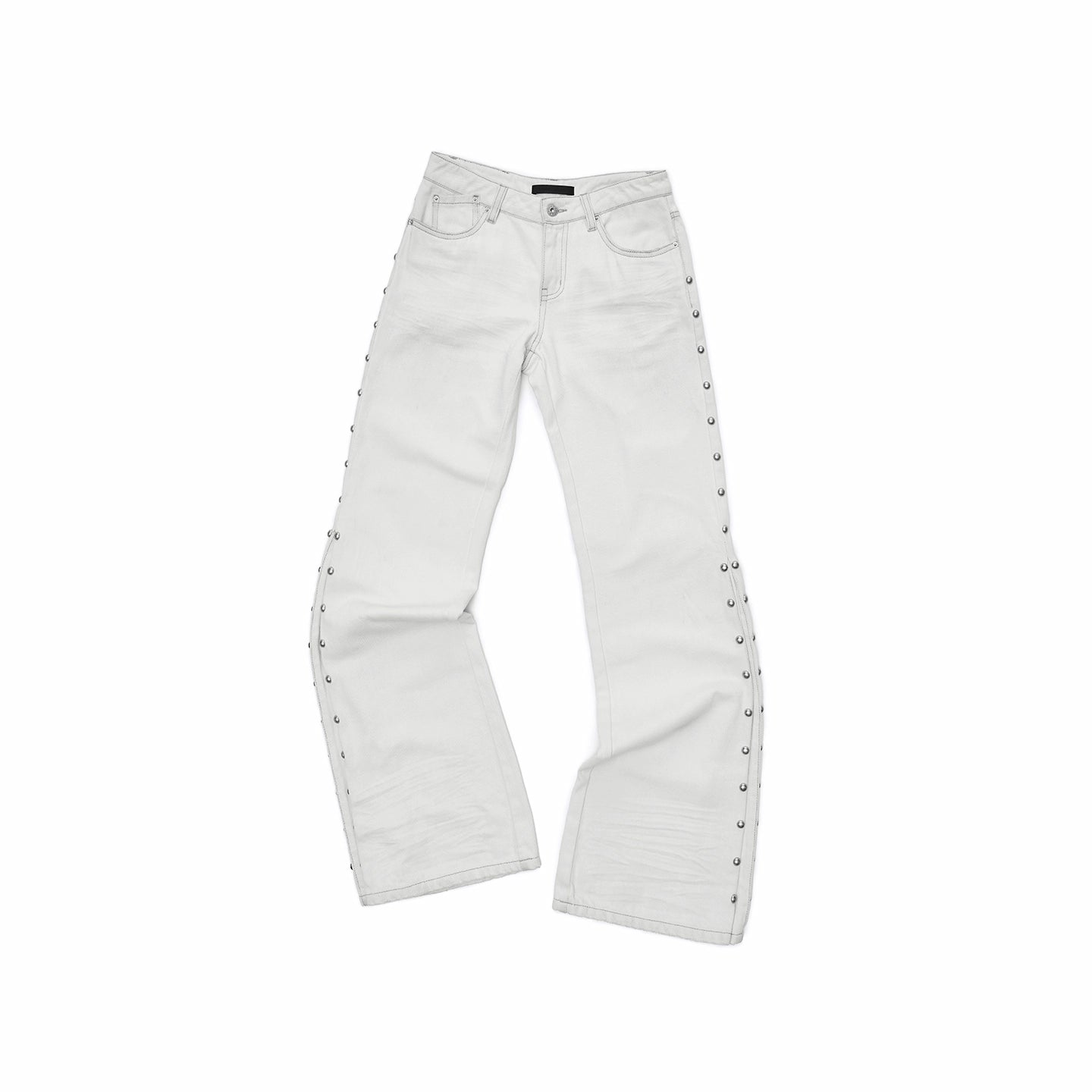 Studded Cat-Whisker Flared Denim Pants