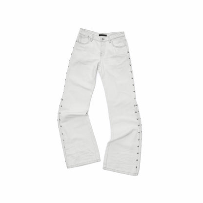 Studded Cat-Whisker Flared Denim Pants
