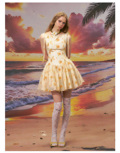 Floral One-Shoulder A-Line Mini Dress