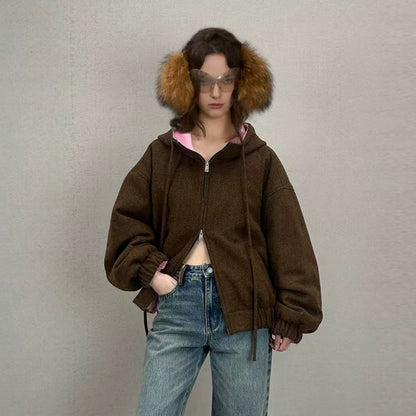 Wool-Blend Hooded Varsity Jacket