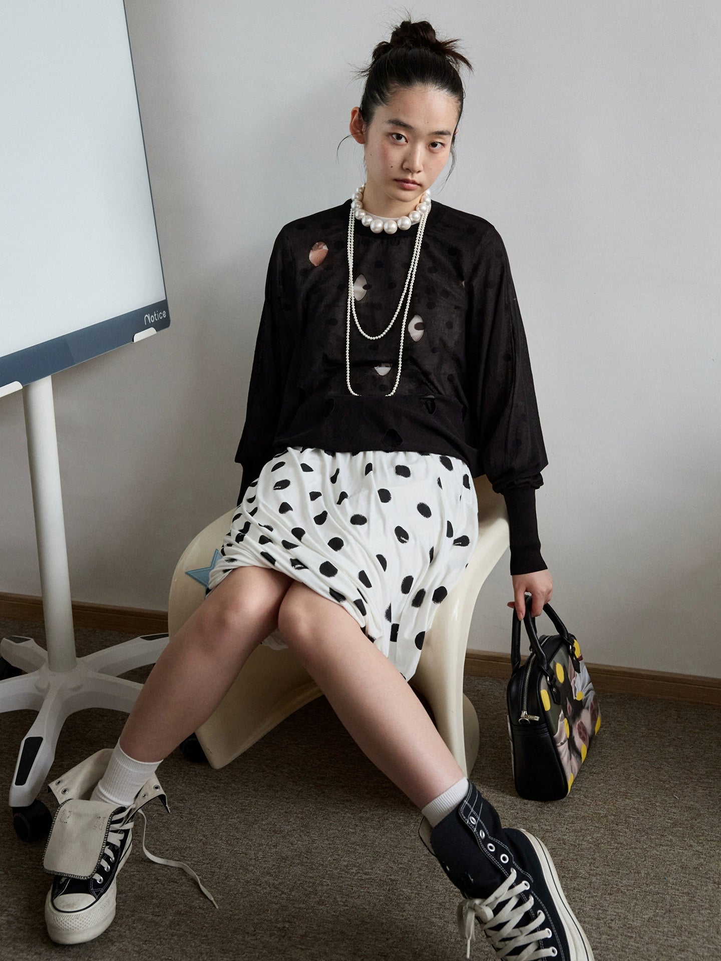 Polka Dot Knit Crewneck