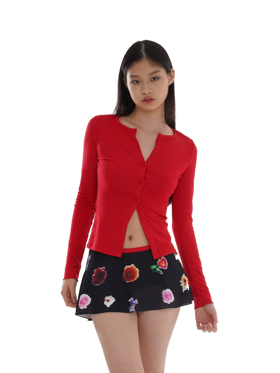 Red &amp; Black Clara Button Cardigan