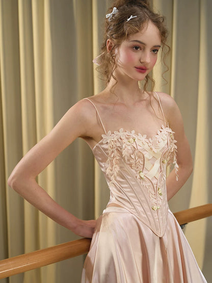 French Ballet Satin Corset Top &amp; Skirt Set
