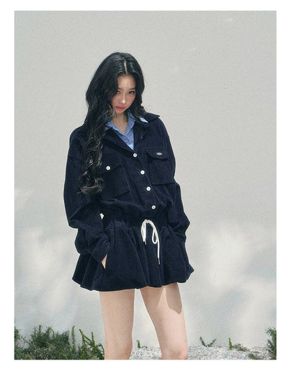 Corduroy Academy Faux Two-Piece Dress