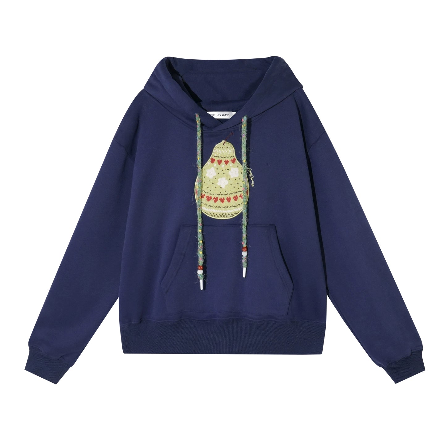 Brushed Fair Isle Knit Hooded Sweatshirt