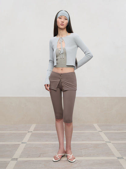 High Elastic Mid-Low Waist Five-Quarter Shorts