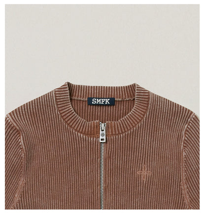 Wild Retro Zipper Knit Cardigan