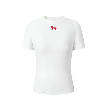 Flocked Horse Print Fitted Tee