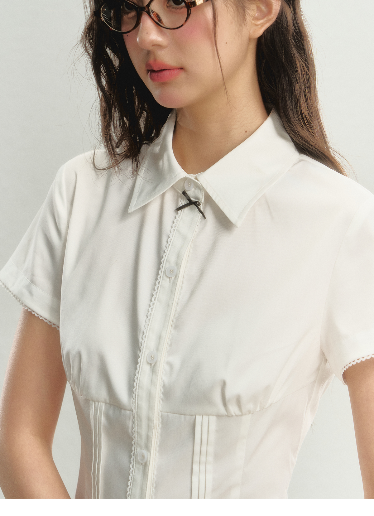 White Cinched Waist Short-Sleeve Shirt - CHINASQUAD