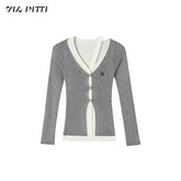 (Final Sale) 2-in-1 Long-sleeve Knitted Cardigan - CHINASQUAD