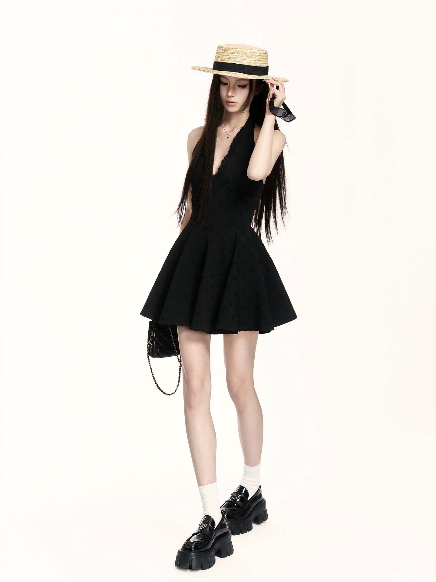 Vintage Lace Halter Mini Dress