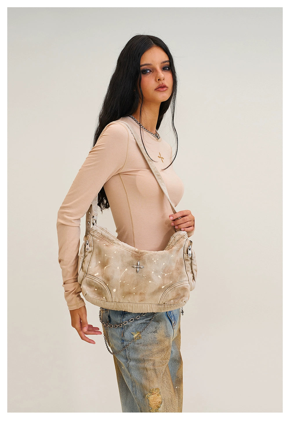Wild Origin Washed Denim Shoulder Bag