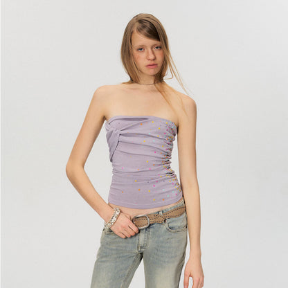 Vintage Crystal-Embellished Strapless Ruched Bandeau