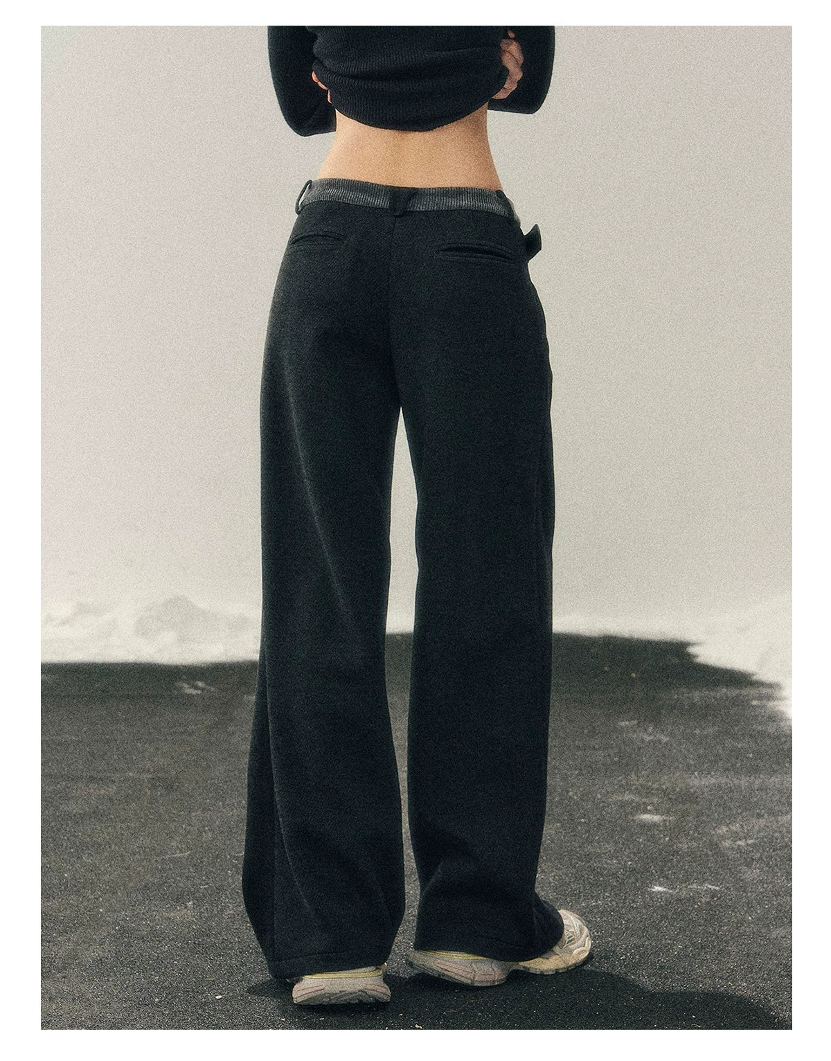 Korean Fleece-Lined Wide-Leg Pants