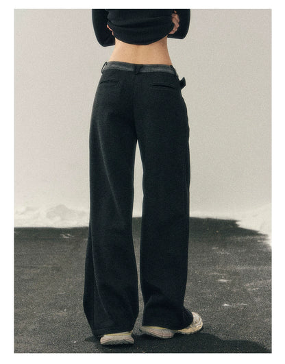 Korean Fleece-Lined Wide-Leg Pants