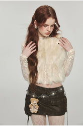 Distressed Washed Leather Bodycon Mini Skirt - CHINASQUAD