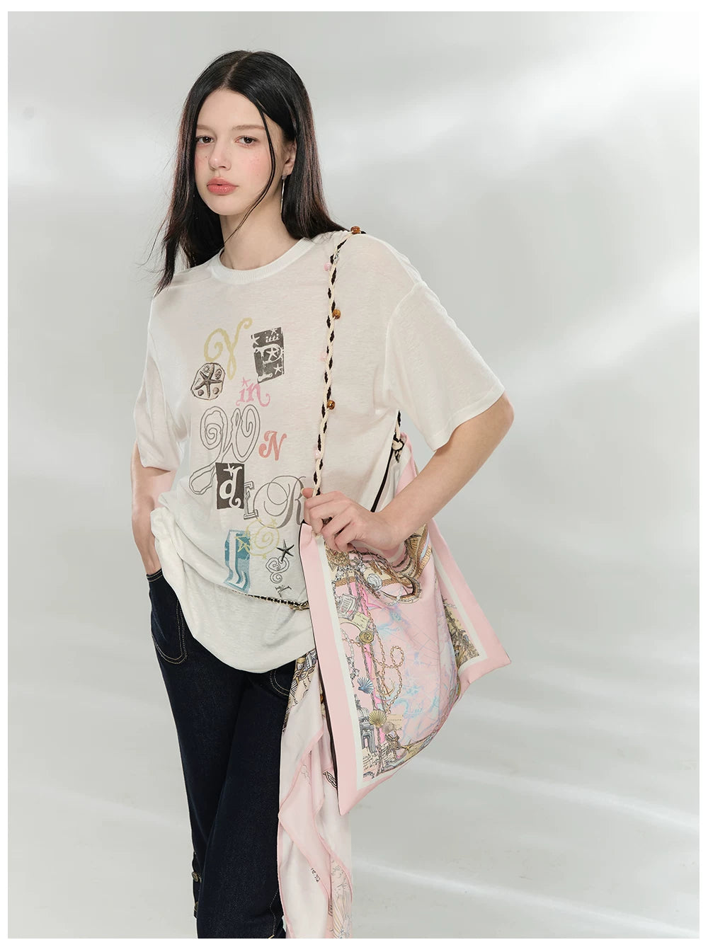 Oversized Printed Linen-Blend T-Shirt