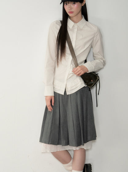 Sheer Double-layer Slim Low-waist Midi Skirt