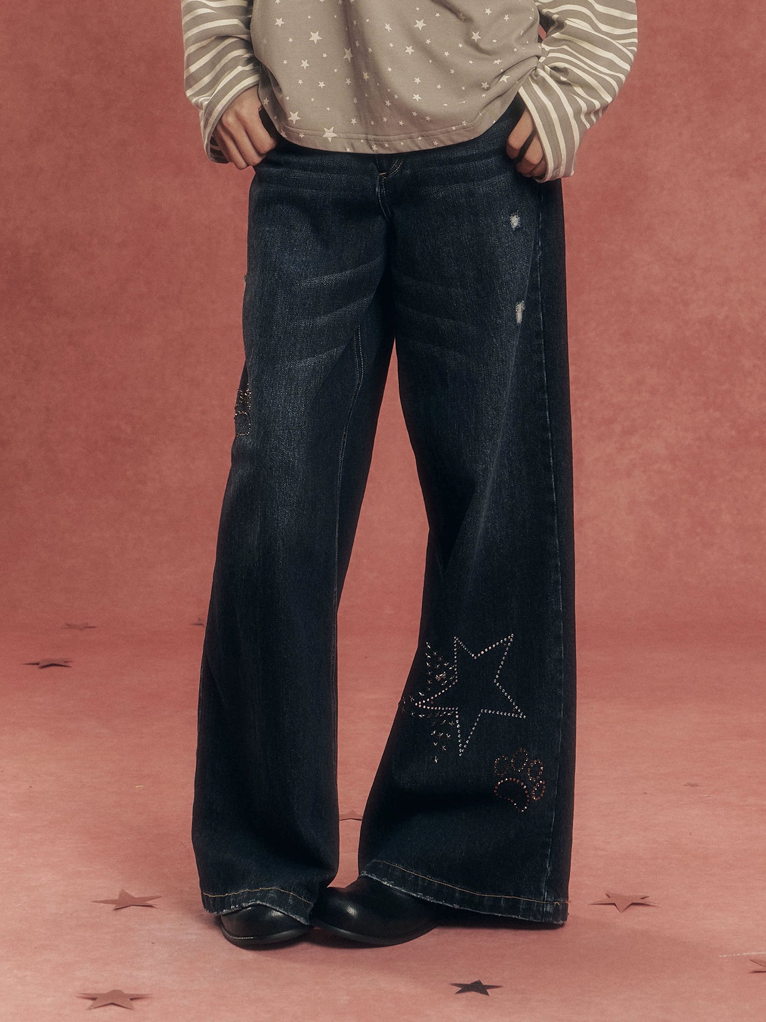 Vintage Washed Straight-Leg Denim Jeans