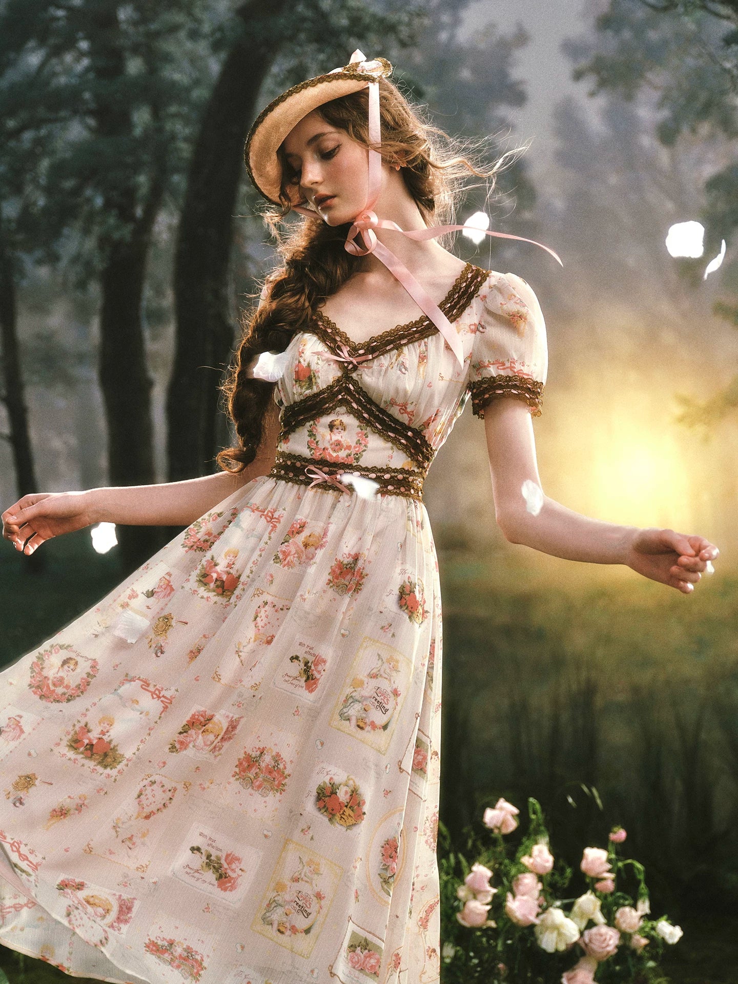 Pastoral Reverie Lace Floral Dress