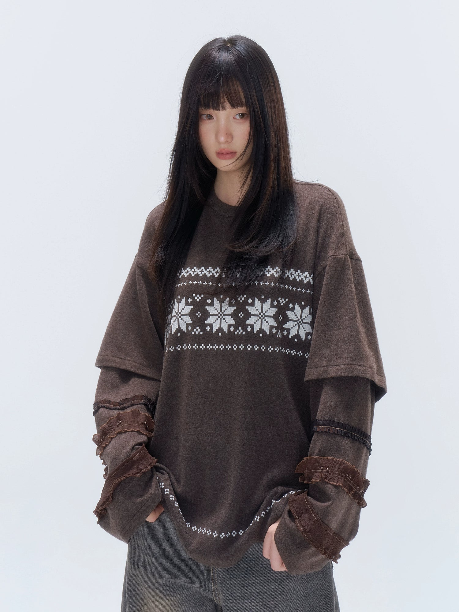 Layered Lace-Trim Long-Sleeve T-Shirt