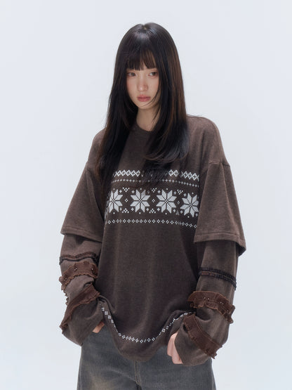 Layered Lace-Trim Long-Sleeve T-Shirt