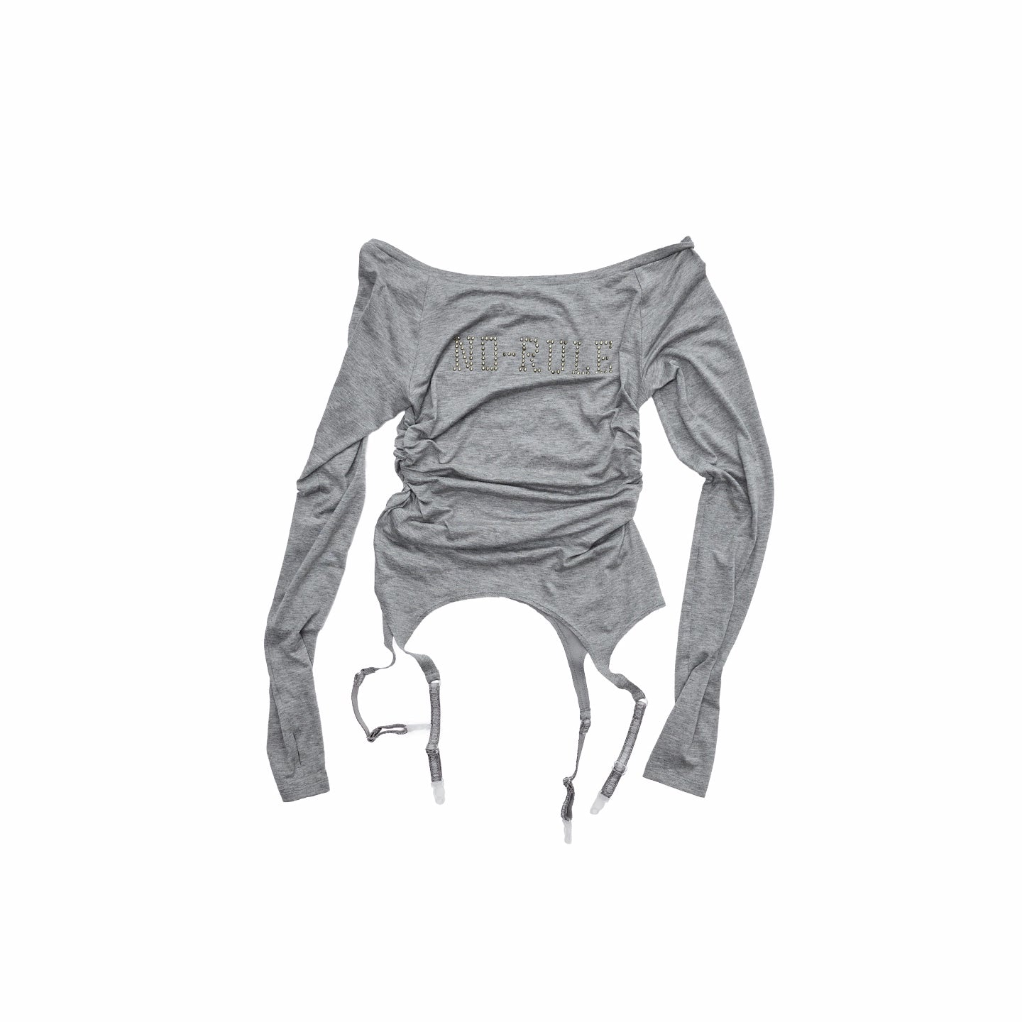 Crystal-Studded Boat-Neck Knit Blouse