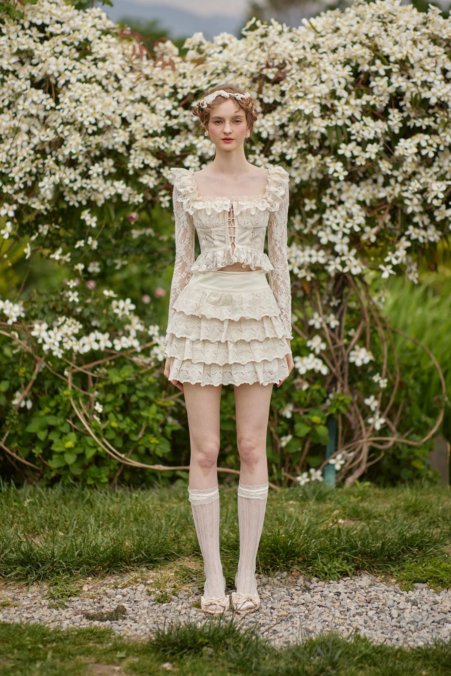 Vintage Layered Cutout Mini Skirt