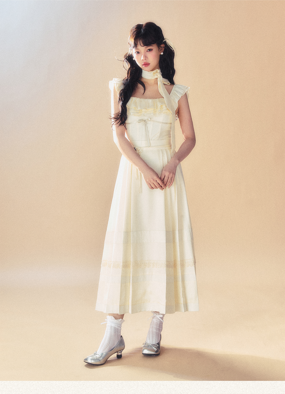 Beige Vintage Pleated Skirt - CHINASQUAD