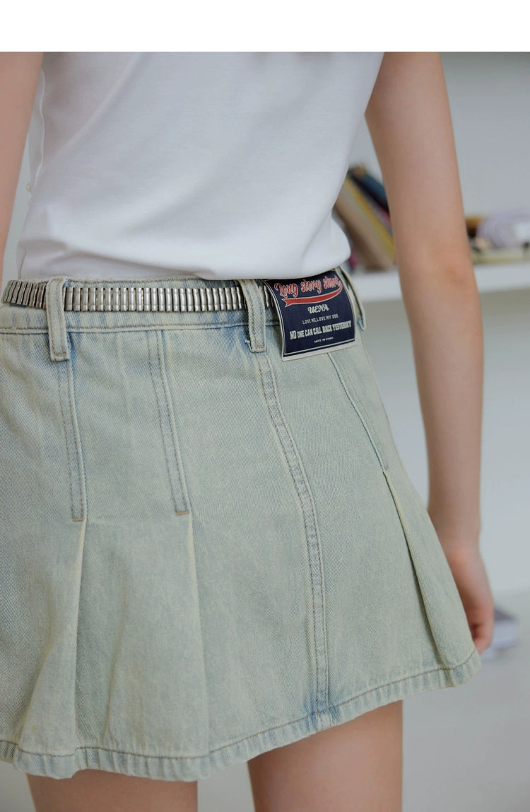 White &amp; Blue High-Waisted Pleated Culottes