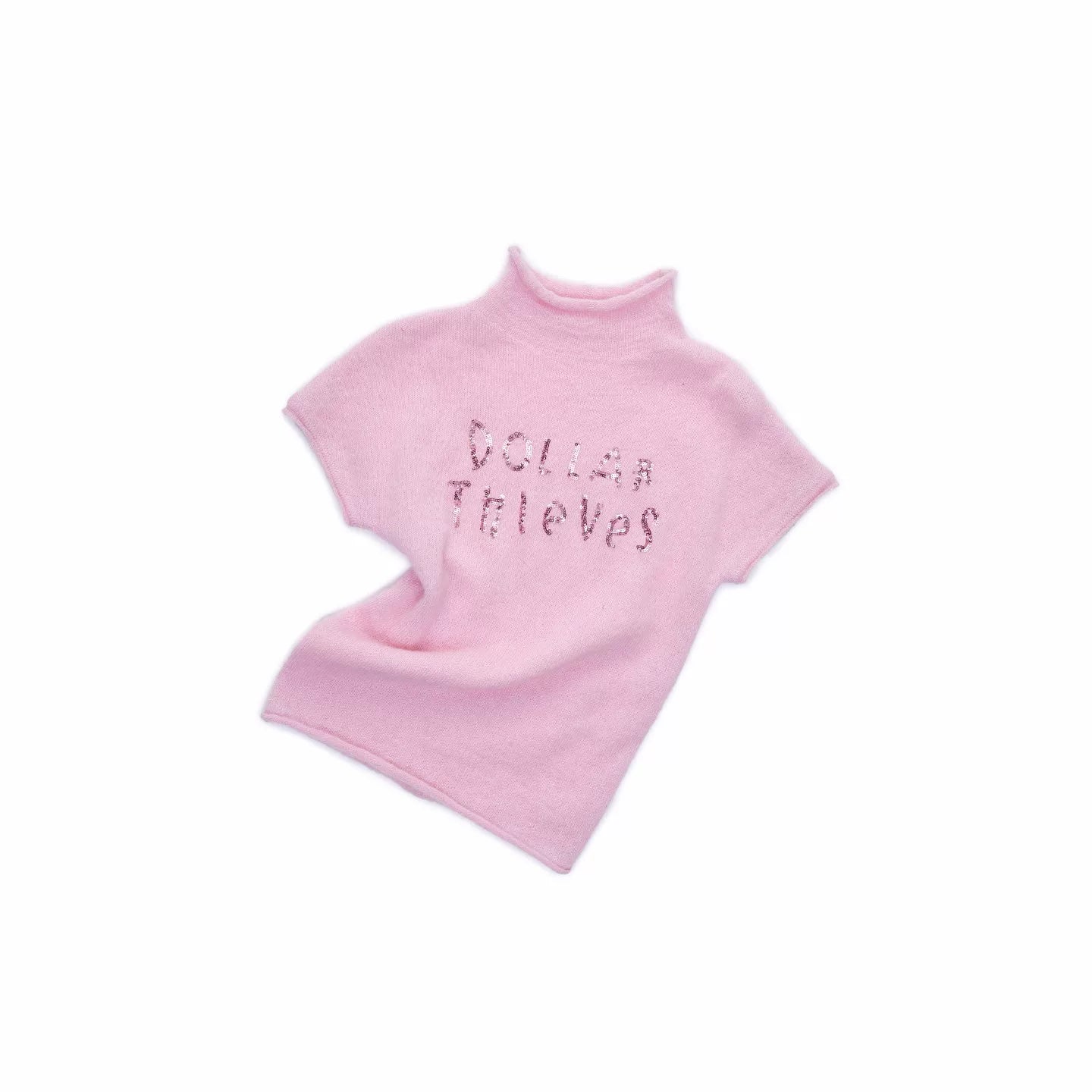 Sequin-Embroidered Mock-Neck Knit Turtleneck