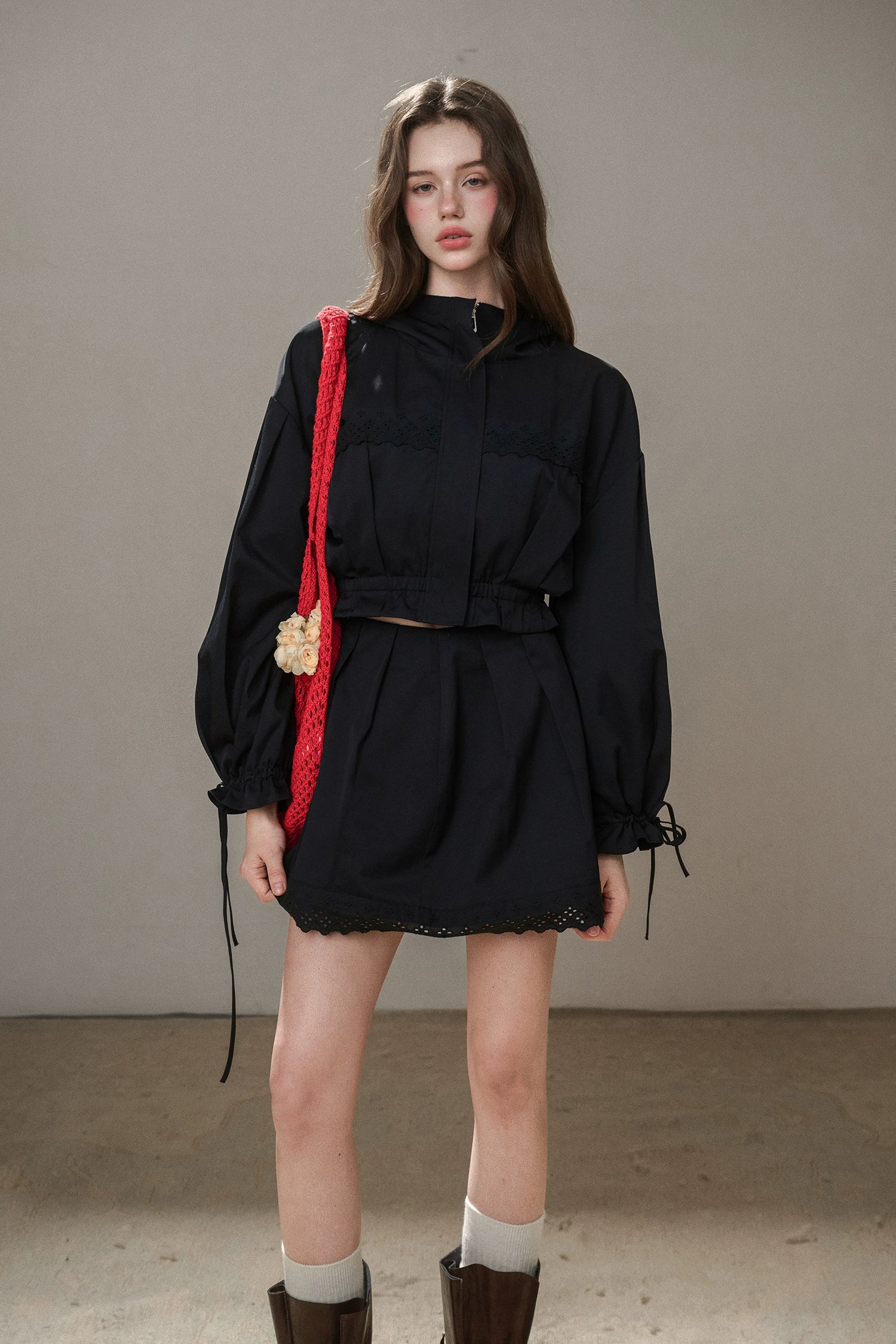 “Reading Time” Cotton Trench &amp; Skirt Set