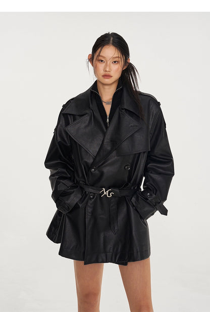 Classic PU Trench Leather Jackets