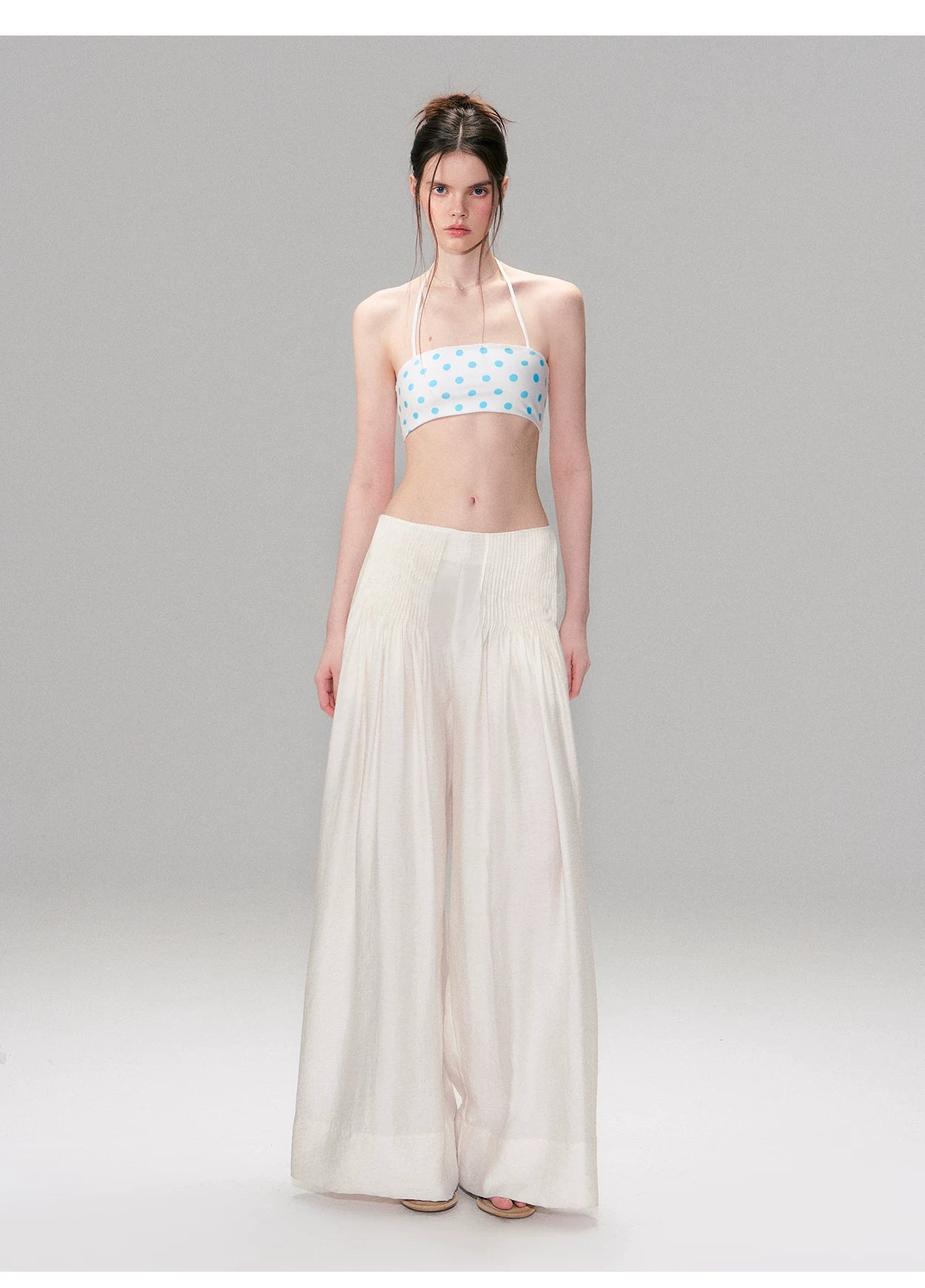 Vintage Pleated Linen-Blend Wide-Leg Trousers