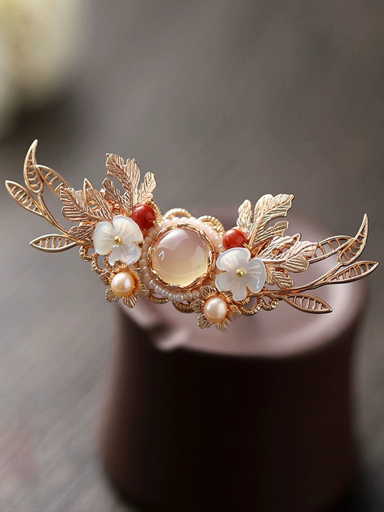 Handmade Pearl and Agate Hair Crown