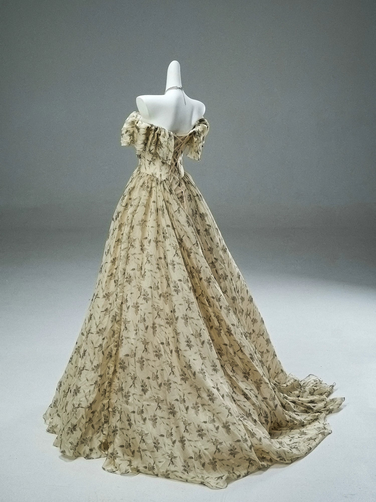 Vintage Sheer Flora Tulle Couture Gown