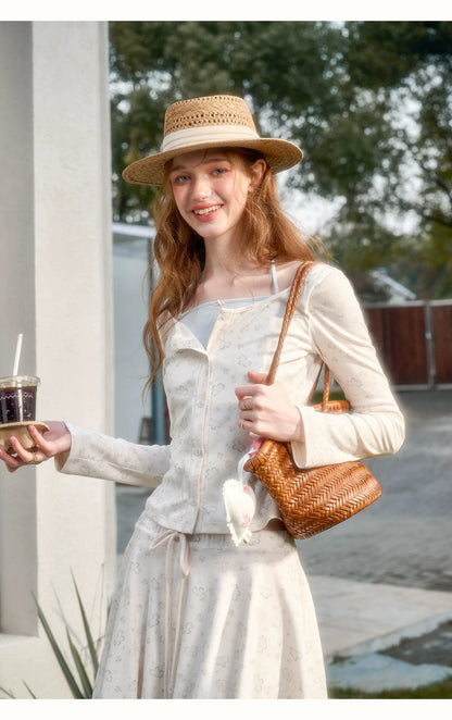 Amusement Park Printed Cardigan &amp; Skirt Set