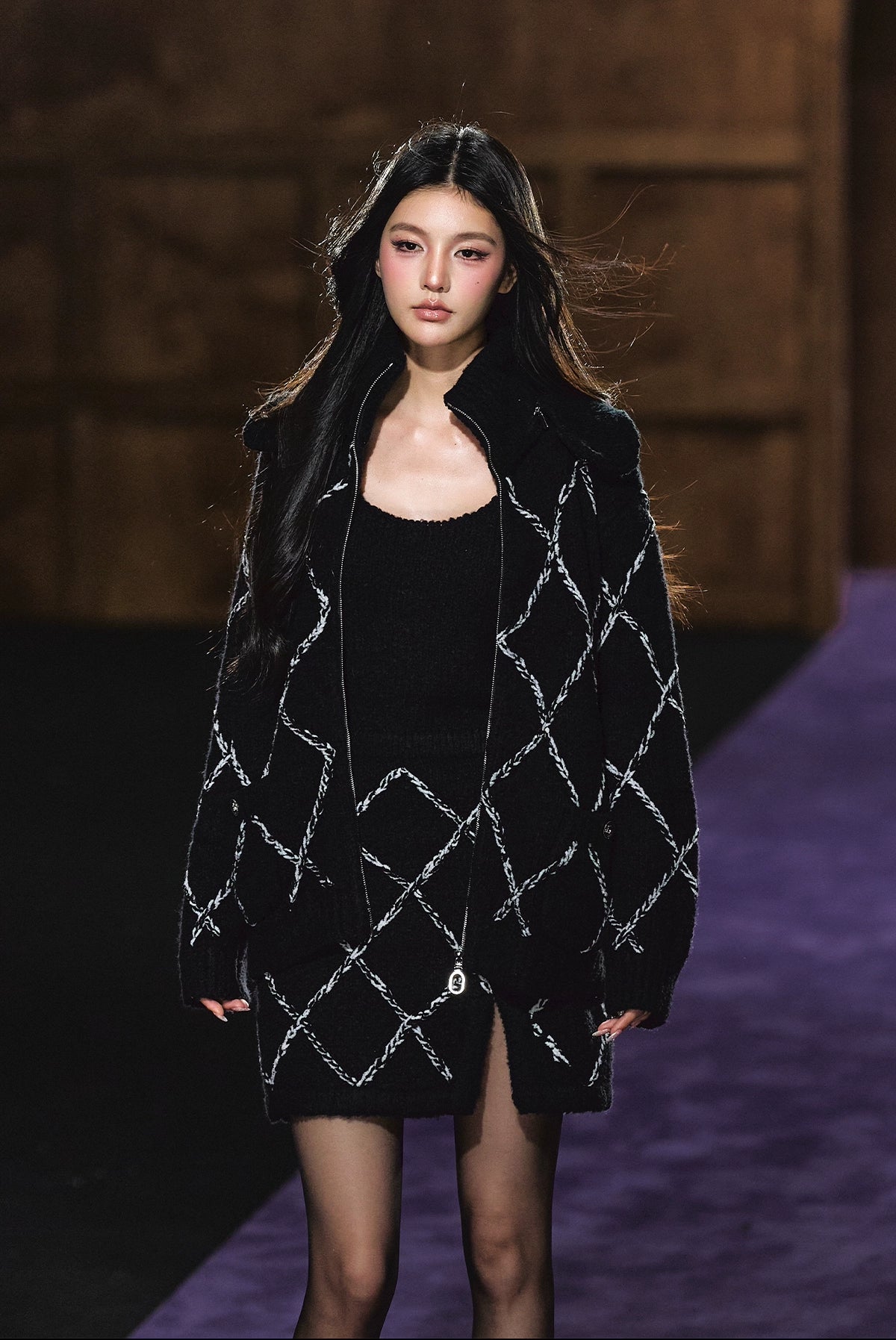 Wool-Blend Textured Hooded Cardigan &amp; Dress Set