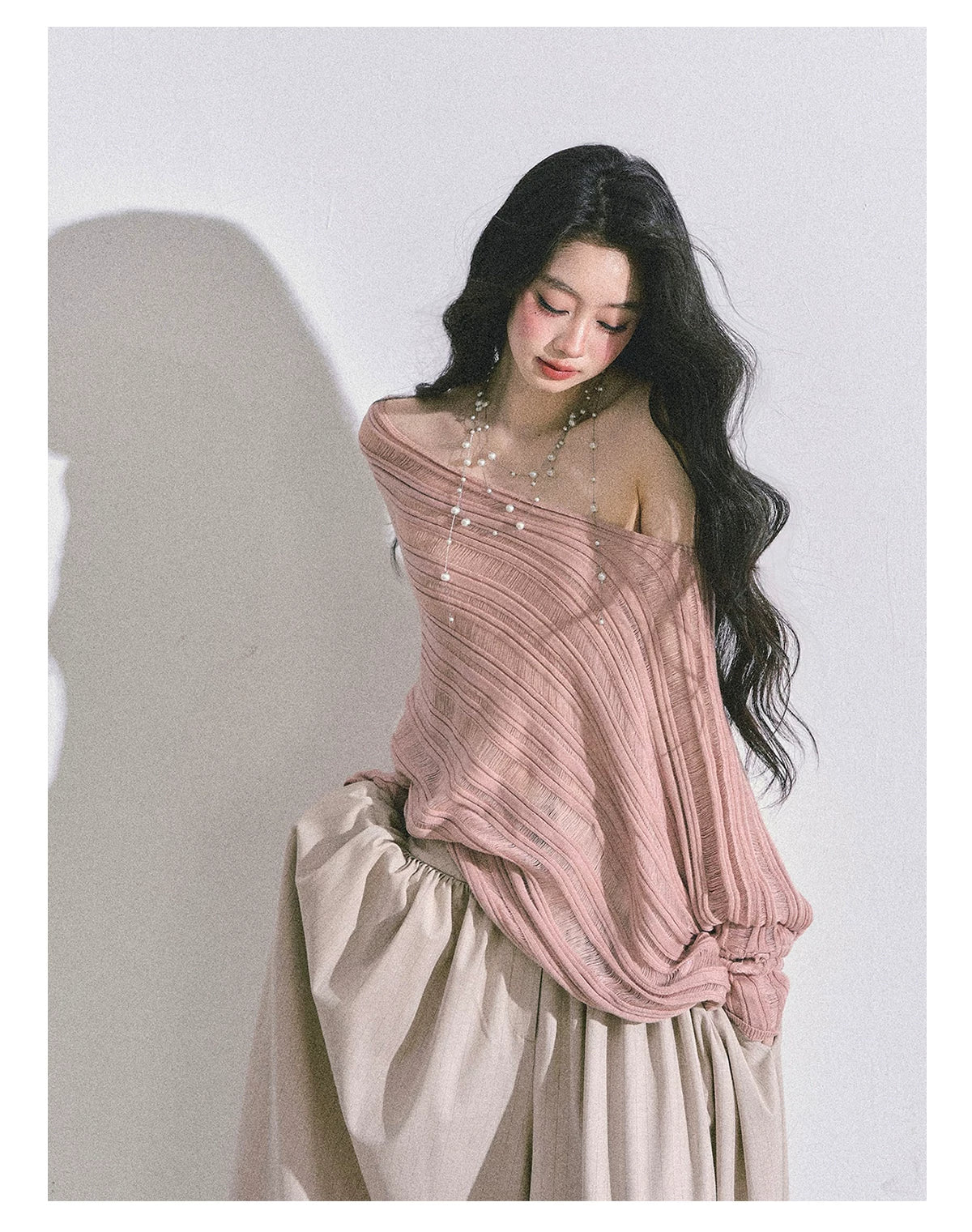 French Asymmetric Cut-Out Knit Sweater