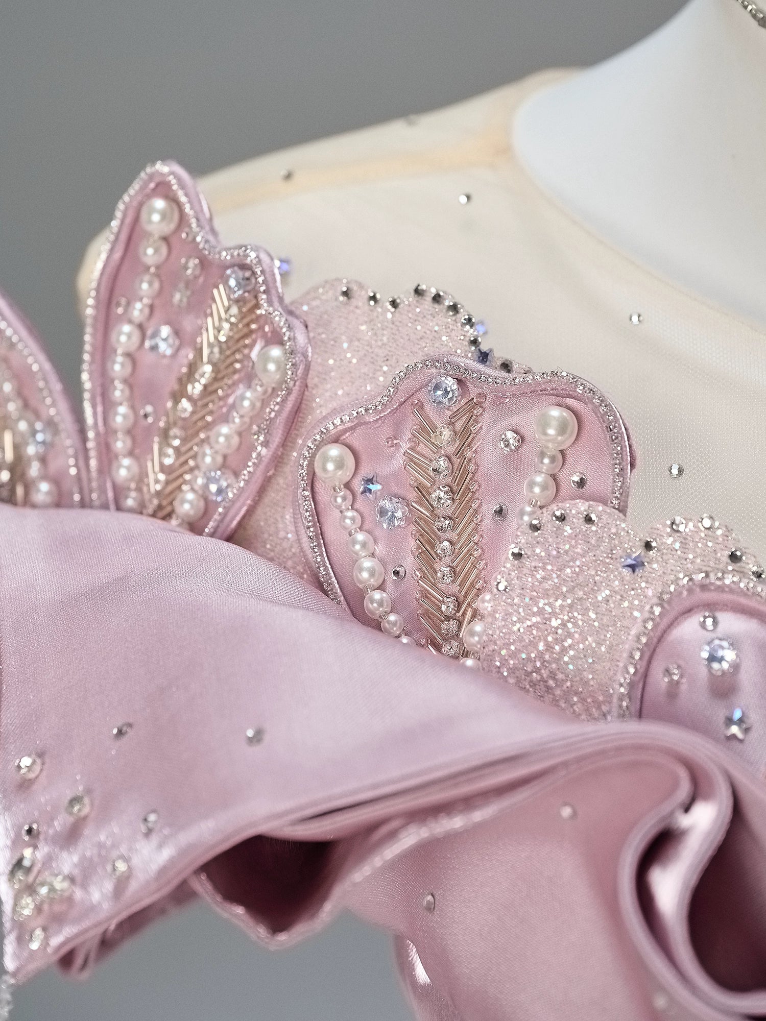 Peachcore Satin Bloom Couture Gown