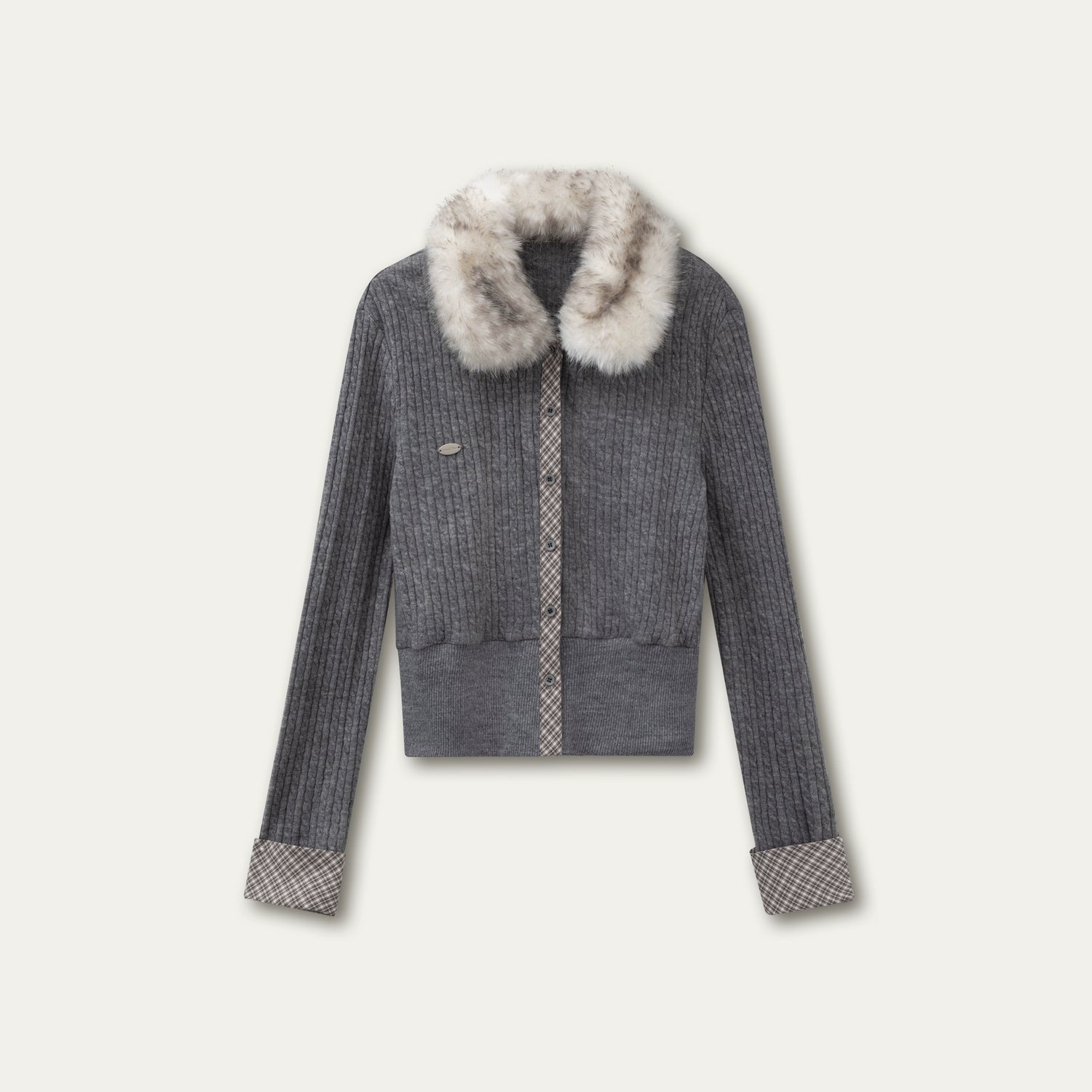 Vintage Check Contrast Knit Sweater