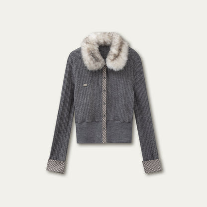 Vintage Check Contrast Knit Sweater