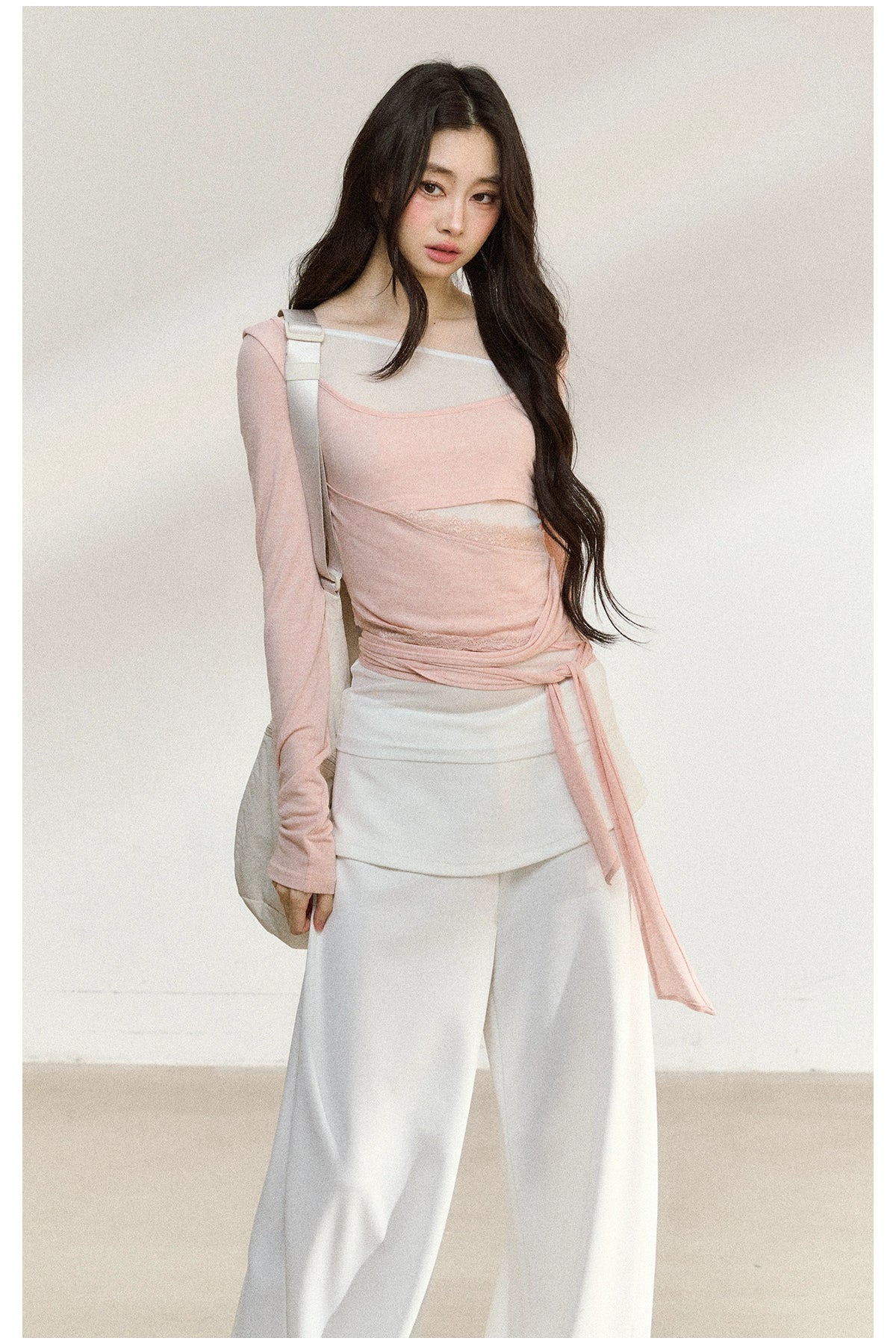 7ShiftiLayered Mesh-Knit Tie Detail T-Shirts