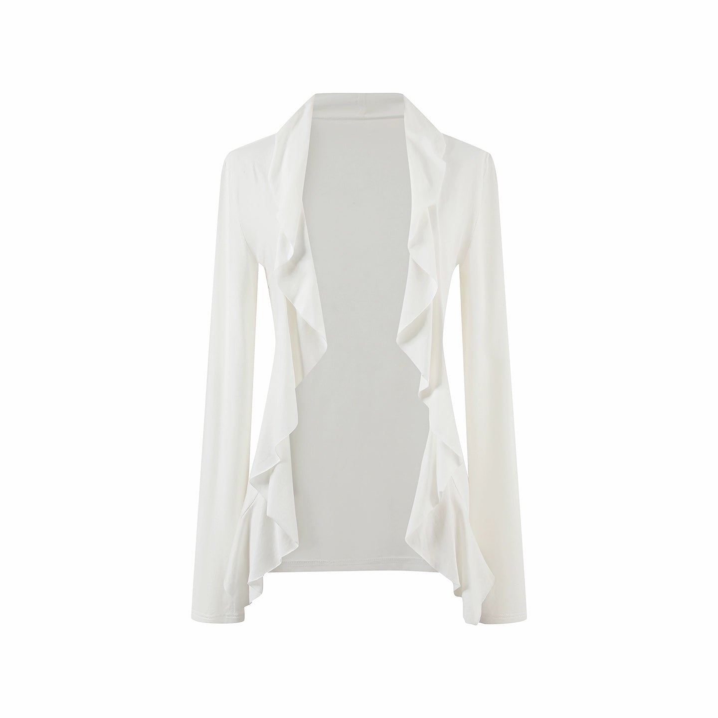 Layered Ruffle-Edge Cardigan &amp; Tube Top Set