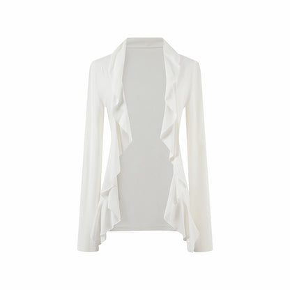 Layered Ruffle-Edge Cardigan &amp; Tube Top Set