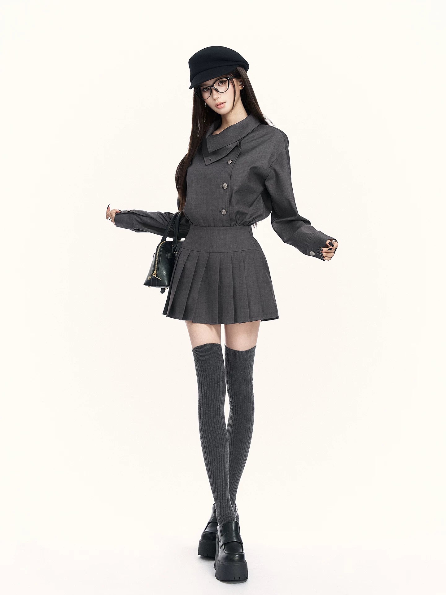 Trench-Inspired Pleated Waist Dress